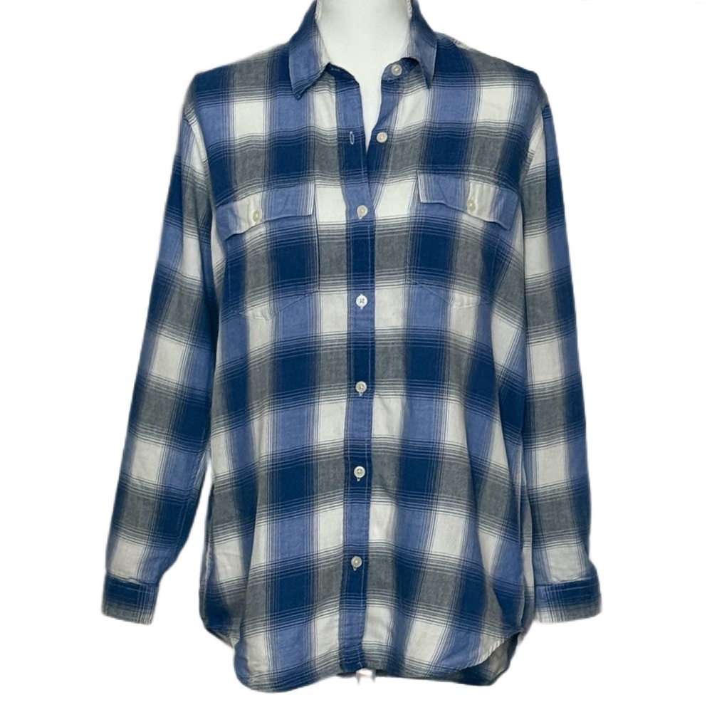 Gap Women’s Long Sleeve Button Down Soft 100% Cotton Flannel Shirt Size L - Picture 2 of 6